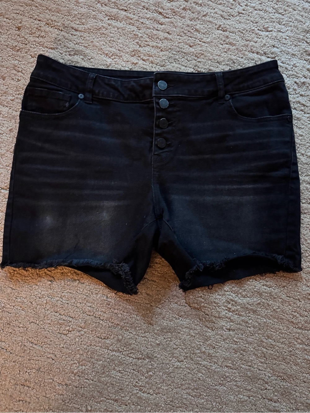 Maurices Black High-Rise Frayed Hem Denim Shorts